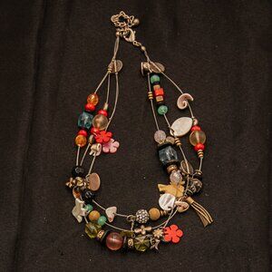 Vintage 3 Strand Heishi multi stone necklace 20"